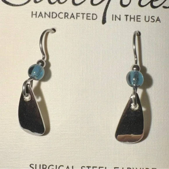 Silver Forest Teardrop Earrings with Blue Accents - Picture 3 of 3